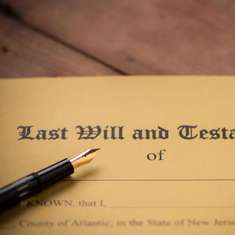 Last will and testament form with gavel
